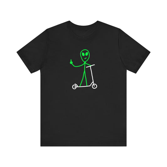 Alien on a Scooter T-shirt (Adults)