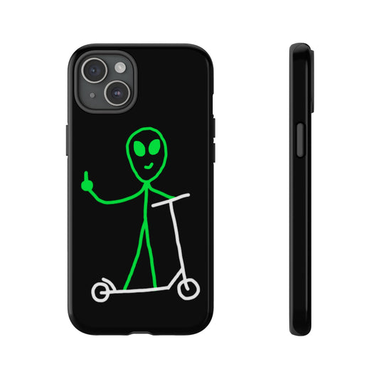 Alien on a Scooter Phone Case (Black)